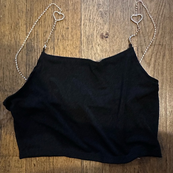 Black Crystal Crop Going Out Top - Picture 1 of 3